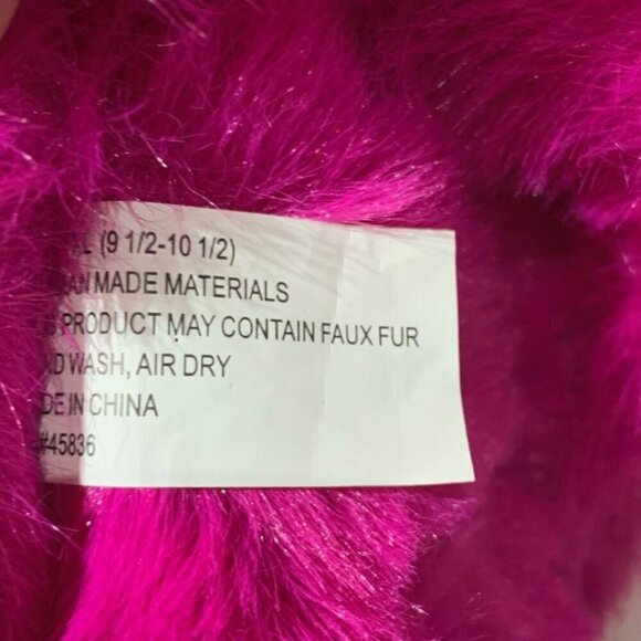 Kooba Hot Pink Faux Fur Memory Foam Slippers Size Extra Large - Picture 10 of 11